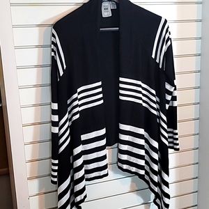 Verve Sweater Medium  Black/Wite Hi Low Vertical Stripes (Price Firm)